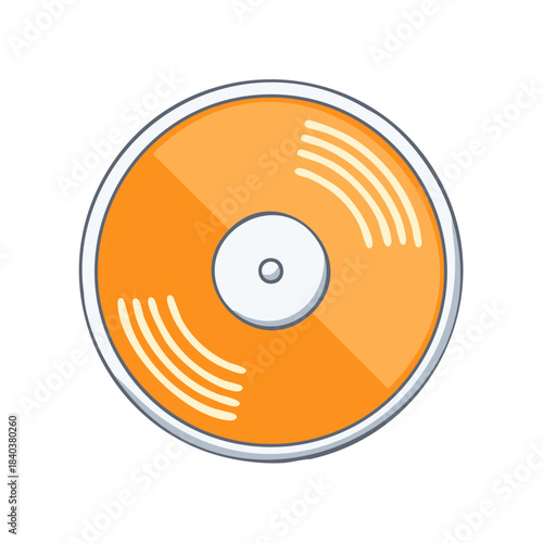 Retro Vinyl Record Illustration Classic Audio Disc Orange Round Music Media