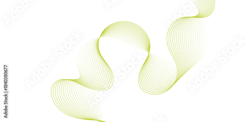 abstract wave line background with smooth flowing curves. light green ribbon isolated on white background. flowing particles wave digital frequency track equalizer.