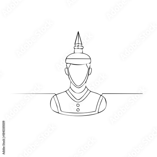 Minimalist line art of a person in a traditional Thai headdress costume for decoration or web design