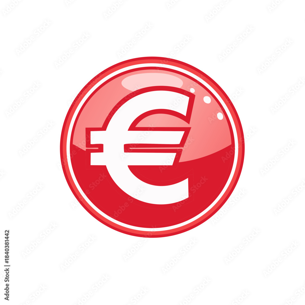 Obraz premium Glossy Red Euro Currency Symbol - Icon of European Finance, Payment, and Trading