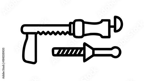 Professional thin line icons for construction and carpentry tools, essential for builders, DIY projects, and home improvement.