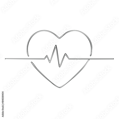 Heartbeat Rhythm Line Art Illustration Medical Symbol Cardiology Healthcare Wellness Icon One Line Drawing Graphics Design Template