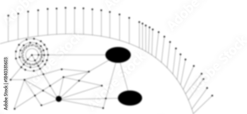 Network Diagram With Nodes And Connecting Lines On An Arc Background In Geometric Tech Design