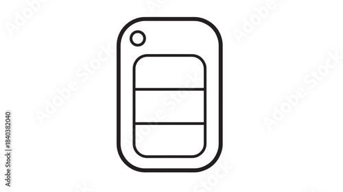 a simple black line art illustration of a car key fob with a circular button detail on transparent background silhouette high quality professional detailed modern elegant