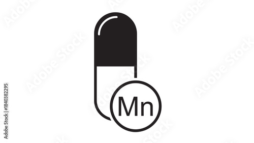 a simple depiction of a manganese pill capsule in a flat vector style ideal for health infographics on transparent background silhouette high quality professional detailed modern