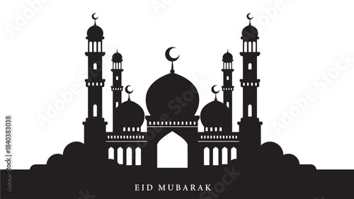 a stunning black silhouette of an islamic mosque with crescent moons and minarets ideal for eid celebrations on transparent background silhouette high quality professional detailed modern