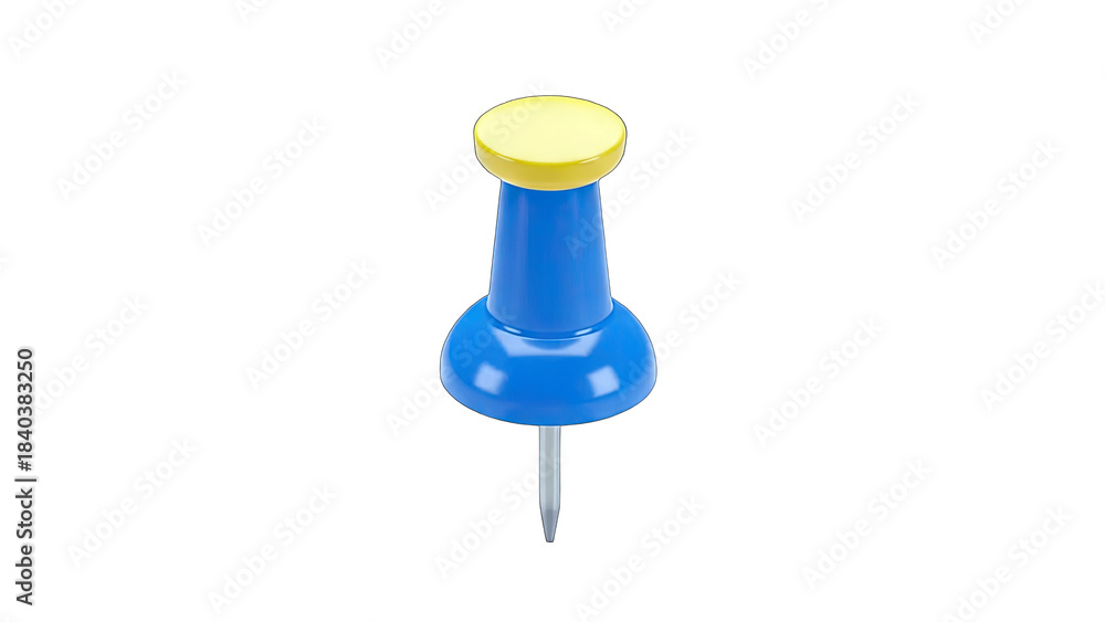 Fototapeta premium Blue Push Pin Isolated on White Background