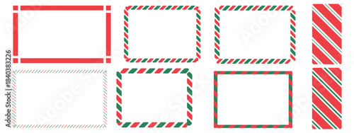 Christmas candy cane frame with cheerful red, white, and green lollipop-style borders for decorative holiday banners, gift tags, and seasonal festive vector artwork