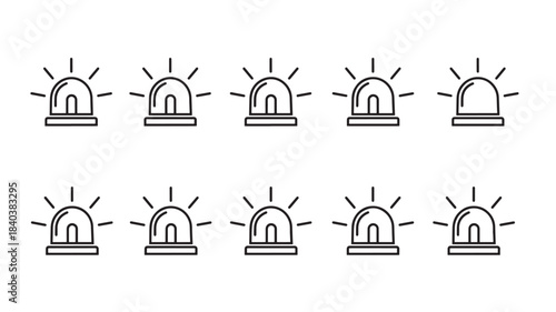 a collection of six linear siren lights arranged in two rows showcasing a minimalist design on transparent background silhouette high quality professional detailed modern elegant stylish