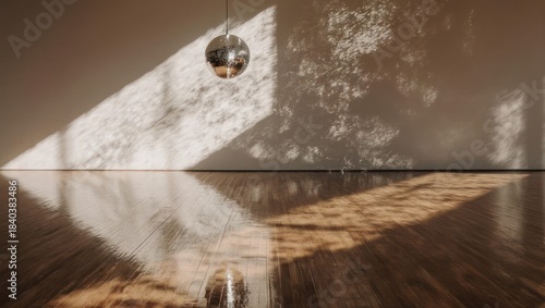 Sunlight and Shadow Play on a Wooden Floor.