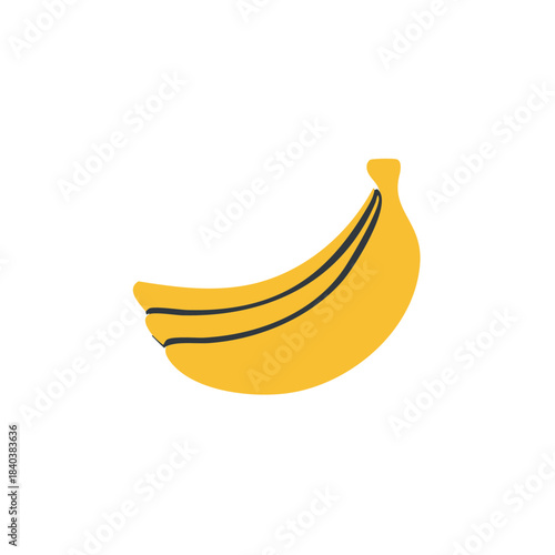 Illustration of a Yellow Banana on a White Background. Simple fruit icon.