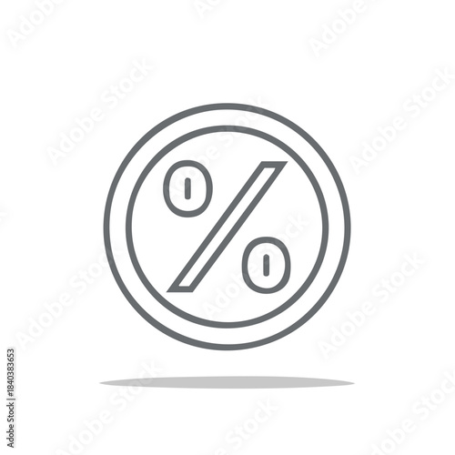 Percentage Discount Icon Minimalist Outline Round Coin Style