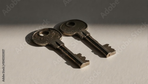 Two Keys on a White Surface, Security and Access.