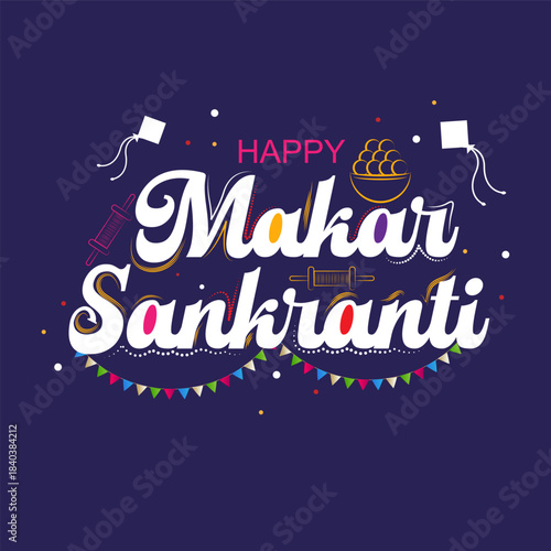 Makar Sankranti wallpaper with colorful kite for festival of India