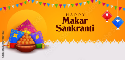 Makar Sankranti wallpaper with colorful kite for festival of India