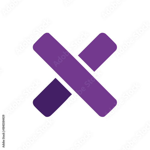 Abstract Purple X Shape Symbol: Modern Cross Icon Graphic, Intersection Sign, Logo Element
