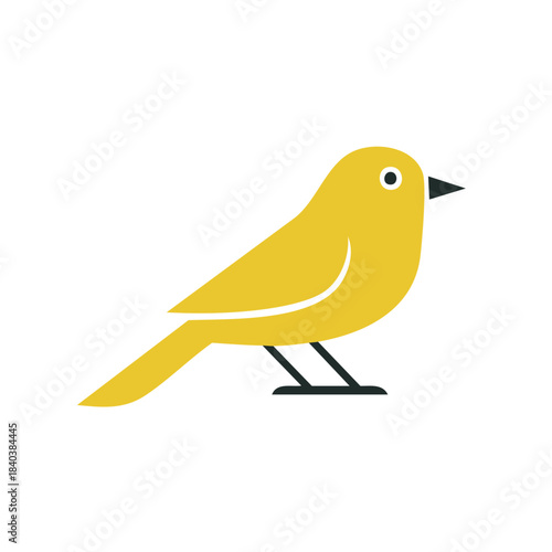 Minimalist Yellow Bird Illustration: Cheerful Songbird Graphic for Nature and Animal-Themed Design Projects