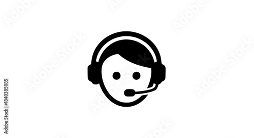 Talk headset head black white icon 