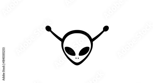 Alien face horns black white icon 