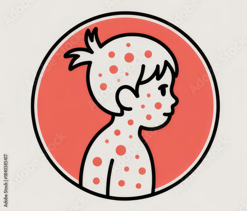 A child displays signs of a measles virus infection with a rash and fever. This situation highlights the importance of vaccination and healthcare in controlling outbreaks
