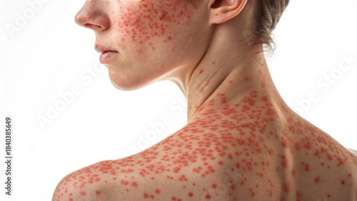 Wallpaper Mural A person demonstrates the visible rash often caused by a measles virus infection. The skin shows red spots on the back, indicating the contagious nature of the illness Torontodigital.ca
