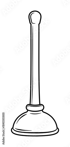 black and white plunger with handle without background