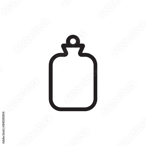 Minimal Hot Water Bottle Silhouette Icon for Comfort and Warmth on White Background