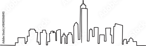 New york city united states famous modern cityscape skyline continuous one line drawing minimal style