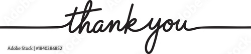 One continuous line drawing handwritten thank you text lettering typography minimal appreciation concept