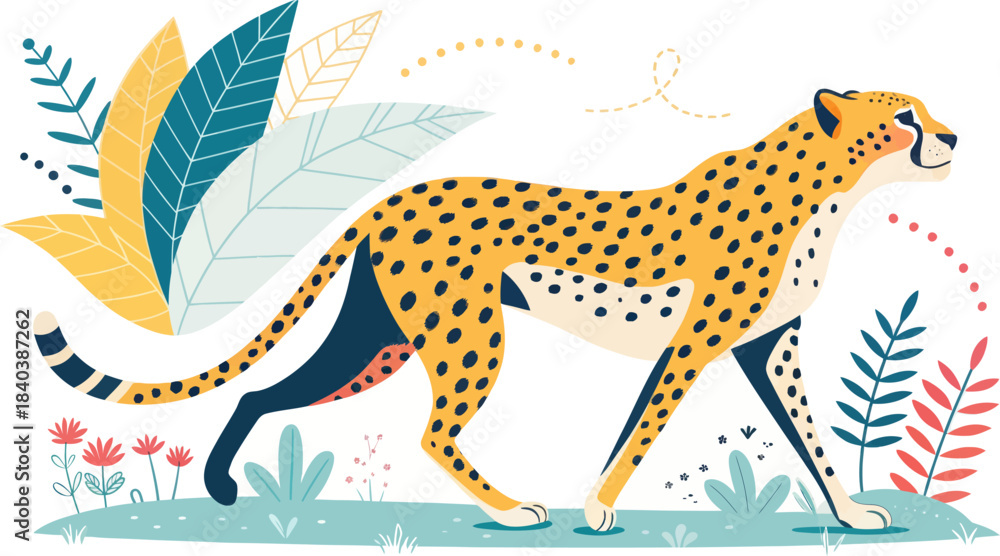 Fototapeta premium Bold Cheetah Icon Vector Flat Design