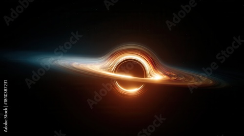 Black hole with luminous accretion disk and energy trails in outer space