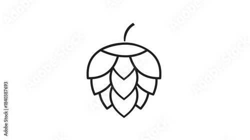 a minimalist black line drawing of a single hop cone ideal for brewing related designs presented on transparent background silhouette high quality professional detailed modern elegant