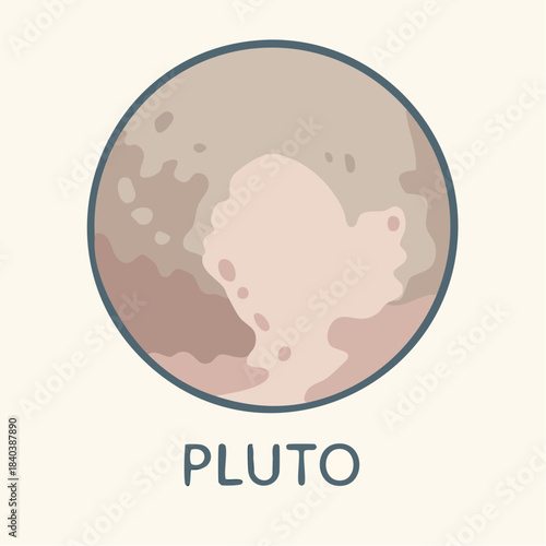 Pluto Dwarf Planet Illustration, Solar System Astronomy Space Icon