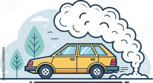 Car tailpipe emitting fumes, symbol of vehicle exhaust pollution