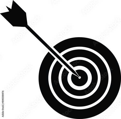 Arrow piercing target in slow motion silhouette vector art illustration