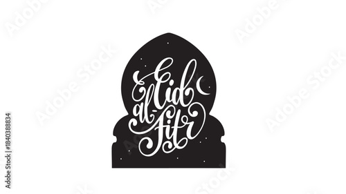 a stunning black silhouette featuring elegant arabic calligraphy reading eid al fitr ideal for festive designs on transparent background silhouette high quality professional detailed modern stylish