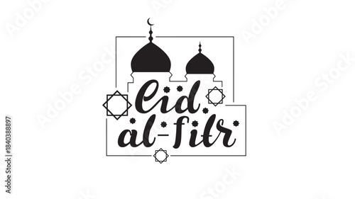 a beautiful eid al fitr greeting design featuring mosque domes and elegant calligraphy perfect for festive occasions on transparent background silhouette high quality professional detailed modern