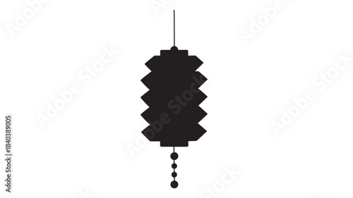 a striking black silhouette of a decorative hanging lantern featuring a zig zag pattern and tassel ideal for designs on transparent background silhouette high quality professional