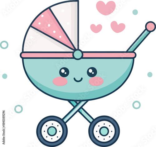Cute Baby Stroller Icon for Family and Children