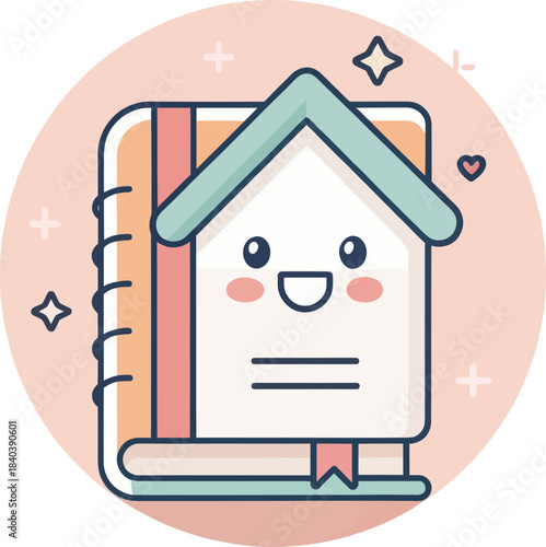 Cute Kawaii Budget Book Icon for Home Finance Management