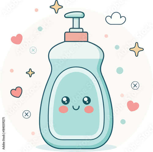 Cute Kawaii Dish Soap Icon Isolated