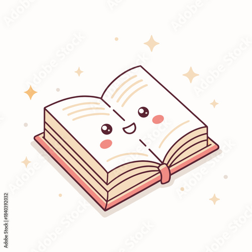 Cute Kawaii Icon of Open Holy Book for Religion