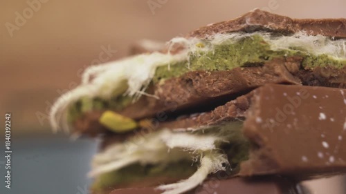 Dubai chocolate gourmet dessert closeup