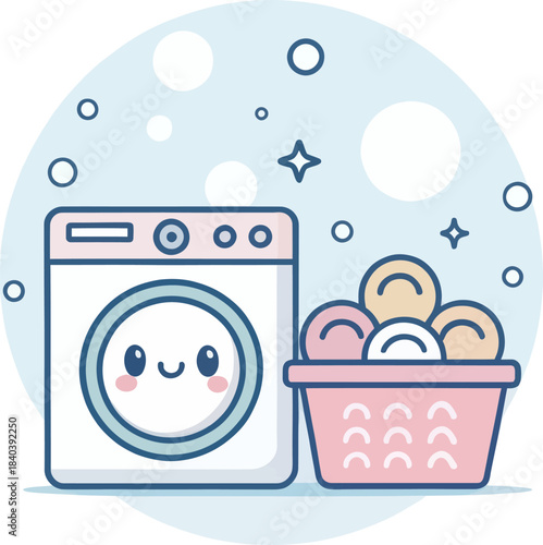 Cute Kawaii Laundry Washing Clothes Icon