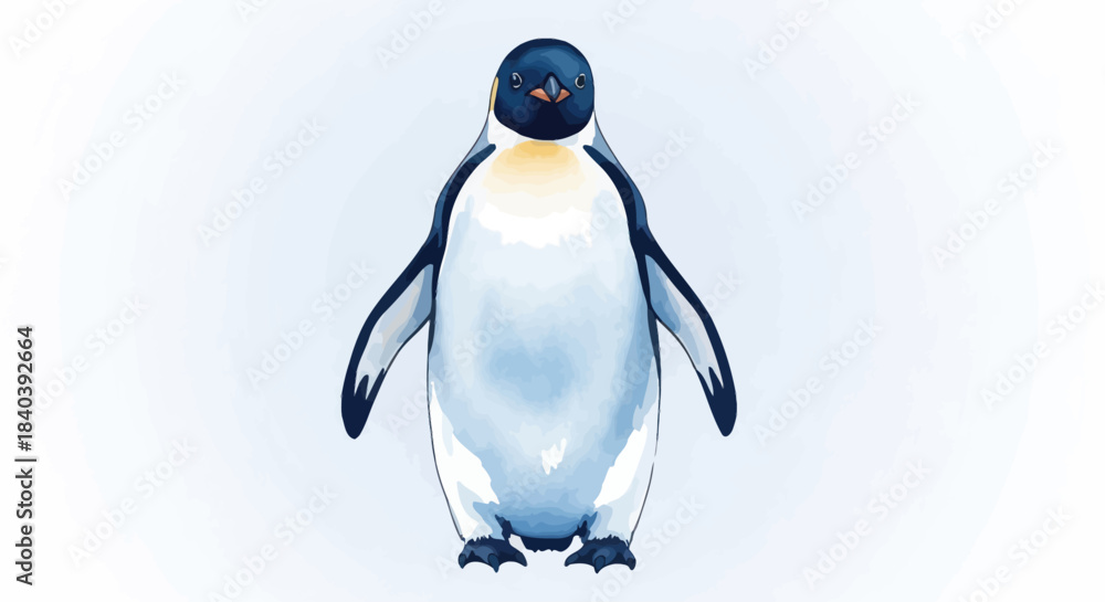 Fototapeta premium Cute Emperor Penguin Illustration on a Light Blue Background