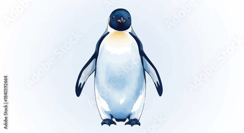 Cute Emperor Penguin Illustration on a Light Blue Background