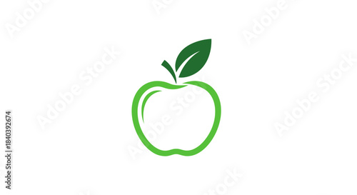 Stylized green apple logo with leaf on white background