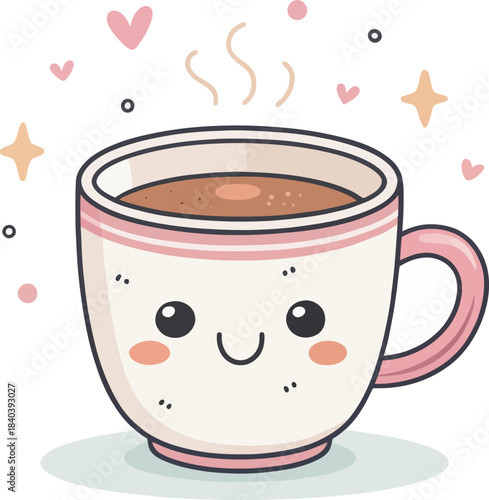 Cute Kawaii Single Icon of Morning Coffee