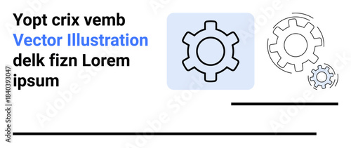 Gear icons in a clean, modern layout represent functionality, mechanism, and process. Ideal for technology, engineering, automation, innovation, business operations teamwork simple landing page