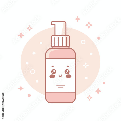 Cute Kawaii Skincare Bottle Icon Isolated
